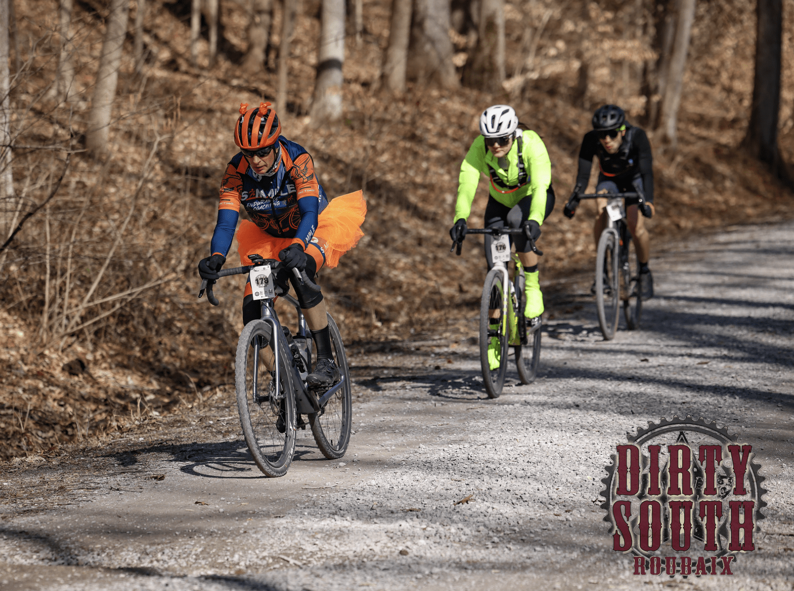 Finished the Dirty South Roubaix in style-orange tutu, no heart issues, and strong legs! Lessons learned, fitness on track, and $1,000 raised for heart care.